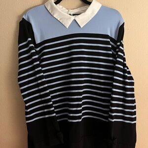 Karl Lagerfeld Black and Blue Crewneck Sweater